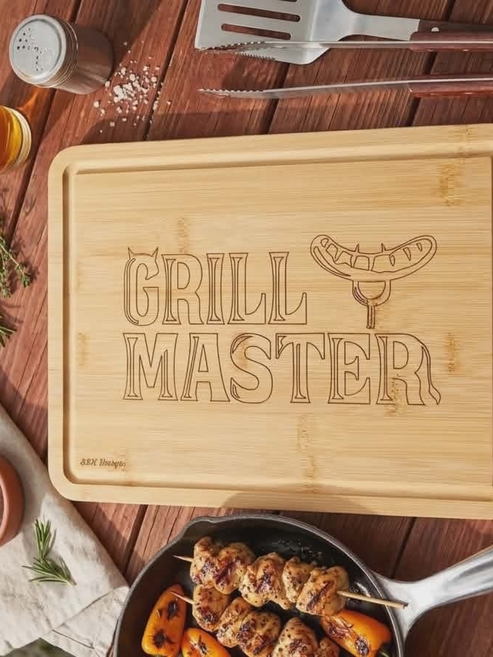 Grill Master Bamboo Cutting Board - Natural